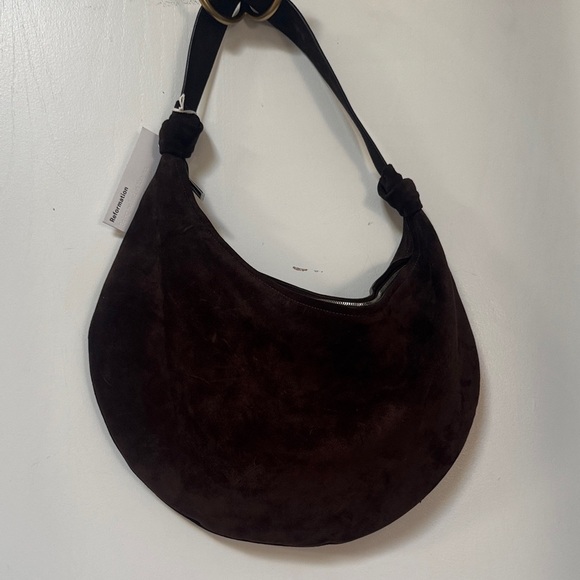 Reformation Rhea Boss Brown Suede Knotted Hobo Bag New NWT - Picture 4 of 11